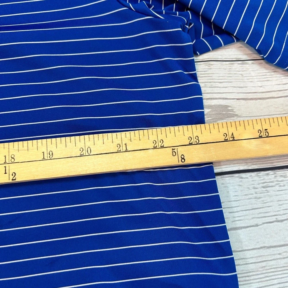 Adidas Polo Shirt Blue Striped Golf Tennis Stretch Climalite Men's Size‎ Large